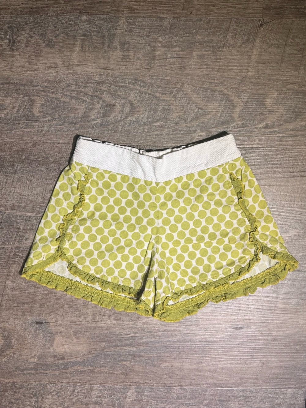 Persnickety Shorts with Polka Dots and Ruffle Trim